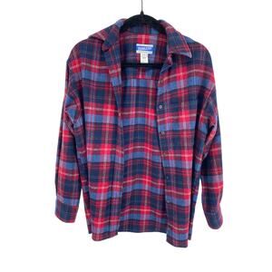 VTG 1960's Pendleton Flannel men S Tartan Red blue Black Plaid Outdoorsman shirt